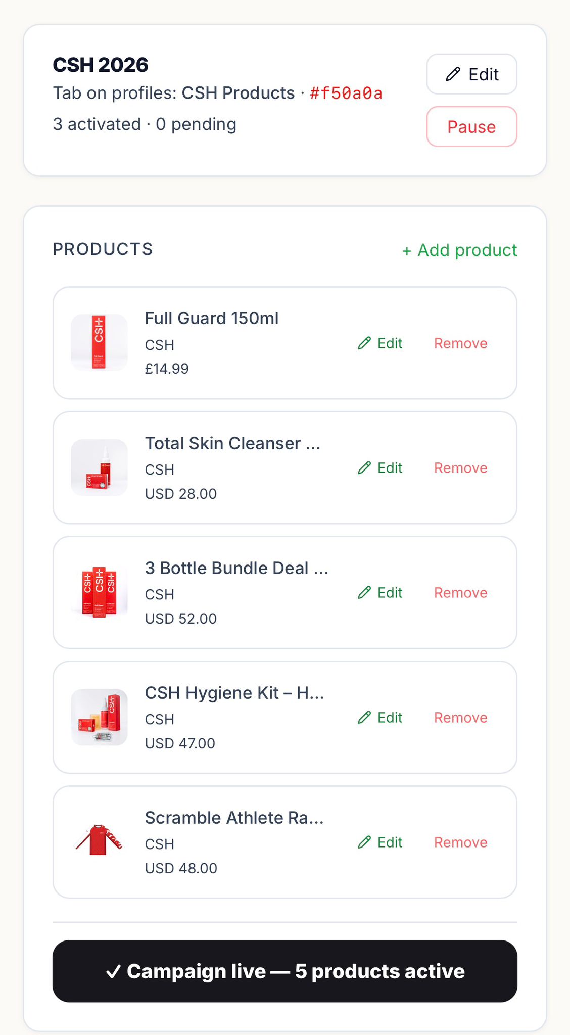Add your products